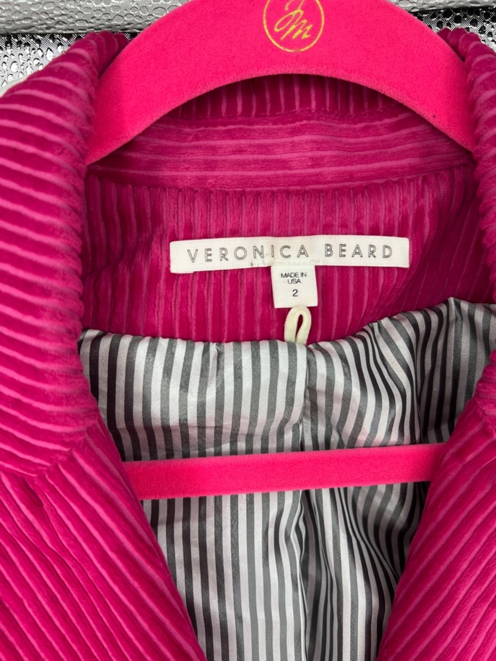 Veronica Beard Corduroy Gaya Dickey Blazer Jacket Hot Pink Size 2 - Picture 6 of 9